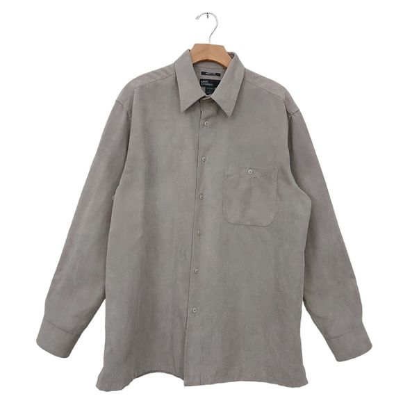 Marc Edwards Mens Sueded Luxe Shirt Large Light Brown Button Up Long Sleeve - Picture 1 of 12